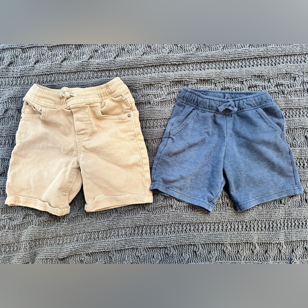 Cat & Jack Shorts (2 pairs) Boys 4T (Tan & Blue)